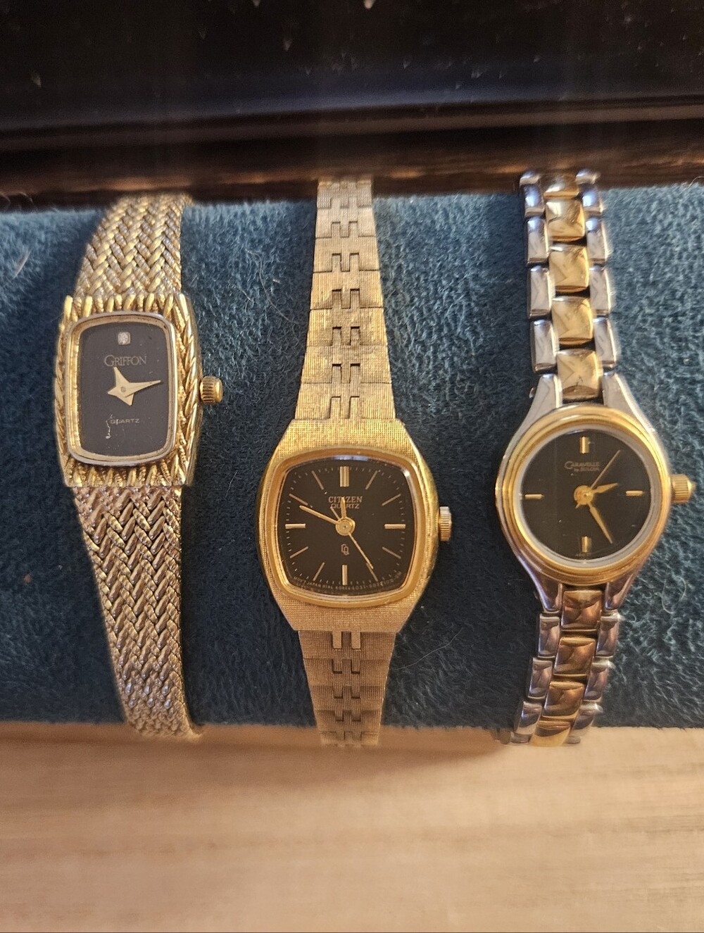 Citizen, Caravelle By Bulova,Griffon Women's Gold Tone Black Dial Watch Set